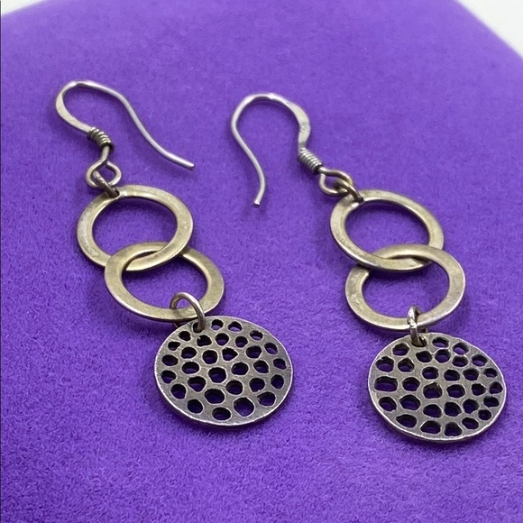💛 Sterling Silver Geometric Drop Earrings - Picture 3 of 4